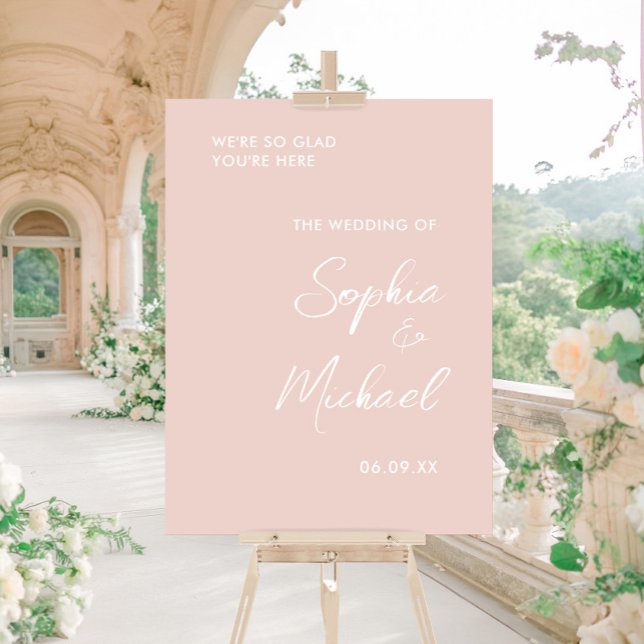 Blush Pink Green Wedding Welcome Acrylic Sign (Creator Uploaded)