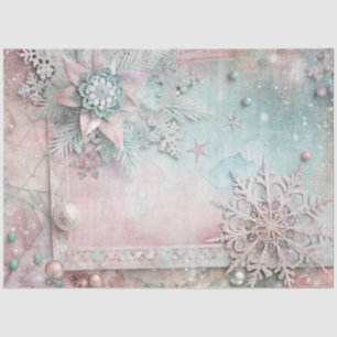 Blush Pink Green Winter Snowflake Tissue Paper