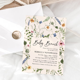 Blush Pink Greenery Baby Brunch Shower Invitation