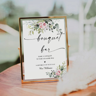 Blush Pink Greenery Bridal Shower Bouquet Bar Sign