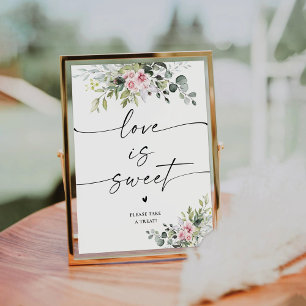 Blush Pink Greenery Bridal Shower Love Is Sweet Pedestal Sign