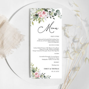 Blush Pink Greenery Bridal Shower Menu