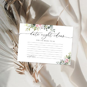 Blush Pink Greenery Date Night Ideas Card