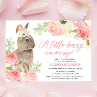 Blush pink greenery Easter bunny girl baby shower