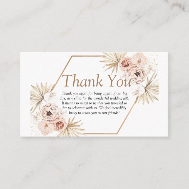 Blush pink greenery eucalyptus floral thank you en enclosure card (Front)