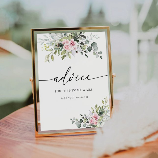 Blush Pink Greenery Floral Advice Sign (Creator Uploaded)