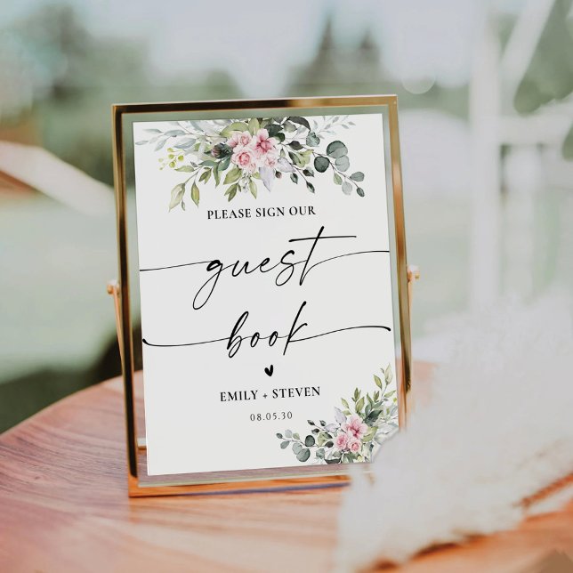 Blush Pink Greenery Guest Book Sign (Creator Uploaded)