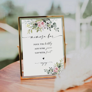 Blush Pink Greenery Mimosa Bar Sign
