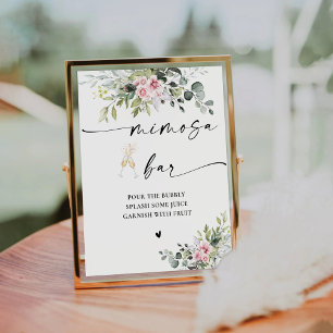 Blush Pink Greenery Mimosa Bar Sign