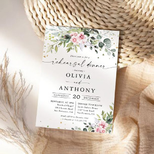 Blush Pink Greenery Rehearsal Dinner Invitation