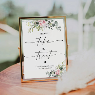 Blush Pink Greenery Take A Treat Sign