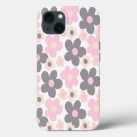 Blush Pink Grey Daisies Retro Dream #1 #retro #art