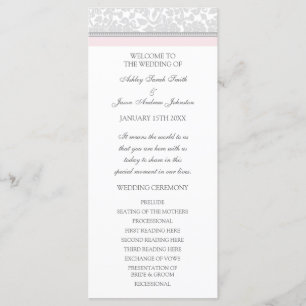 Blush Pink Grey Damask Wedding Program