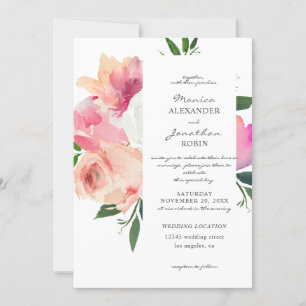 Blush Pink & Grey Floral Botanical Wedding V2 Invitation