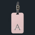Blush Pink Grey Girly Script Monogram Name Modern Luggage Tag<br><div class="desc">Blush Pink and Grey Monogram Add Your Own Name Script Signature Pillow. The luggage bag tag makes the perfect sweet 16 birthday,  wedding,  bridal shower,  baby shower or bachelorette party gift for someone who loves a chic elegant and modern style.</div>