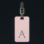Blush Pink Grey Girly Script Monogram Name Modern Luggage Tag<br><div class="desc">Blush Pink and Grey Monogram Add Your Own Name Script Signature Pillow. The luggage bag tag makes the perfect sweet 16 birthday,  wedding,  bridal shower,  baby shower or bachelorette party gift for someone who loves a chic elegant and modern style.</div>