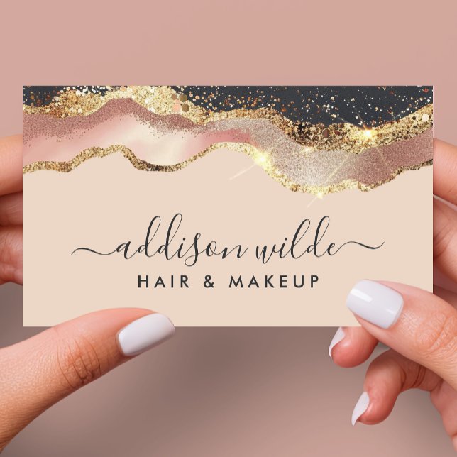 Blush Pink Grey Gold Business Card (Creator Uploaded)
