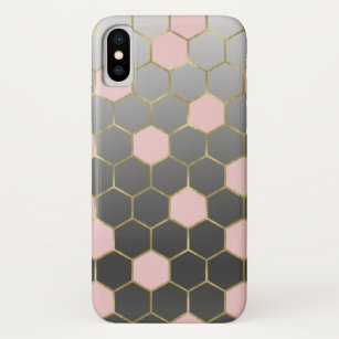 Blush Pink Grey & Gold Hexagon Modern Glam Case-Mate iPhone Case
