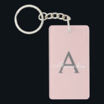 Blush Pink Grey Modern Script Girly Monogram Name Key Ring<br><div class="desc">Blush Pink and Grey Simple Script Monogram Name Keychain. This makes the perfect sweet 16 birthday,  wedding,  bridal shower,  anniversary,  baby shower or bachelorette party gift for someone that loves glam luxury and chic styles.</div>