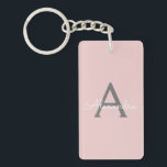 Blush Pink Grey Modern Script Girly Monogram Name Key Ring<br><div class="desc">Blush Pink and Grey Simple Script Monogram Name Keychain. This makes the perfect sweet 16 birthday,  wedding,  bridal shower,  anniversary,  baby shower or bachelorette party gift for someone that loves glam luxury and chic styles.</div>