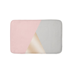 Blush pink, grey & rose gold geometric triangles bath mat