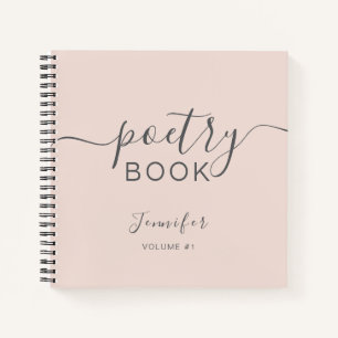Blush Pink Grey Script Your Name Poetry Notebook