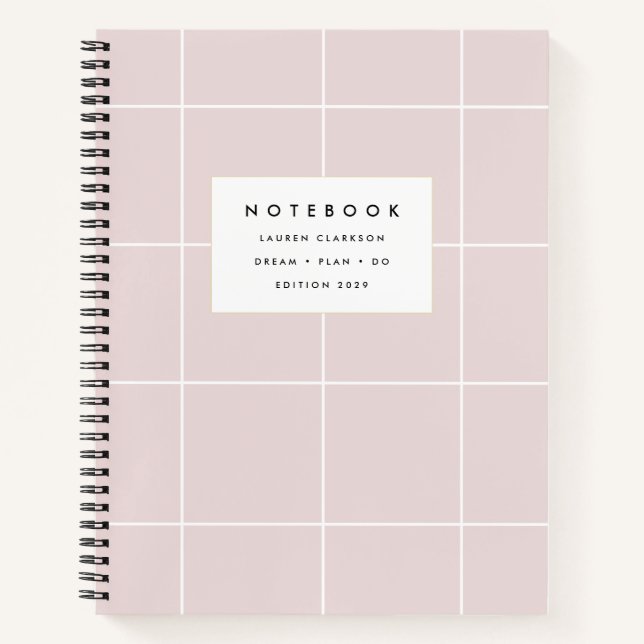Blush Pink Grid Notebook (Front)