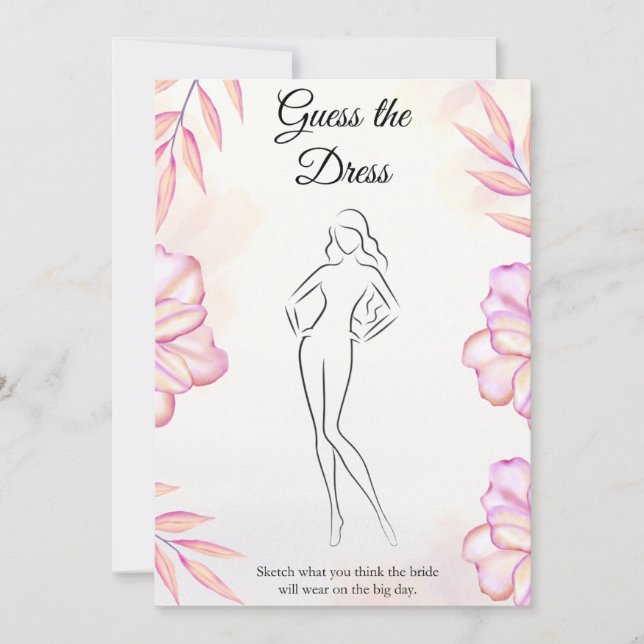 Blush Pink Guess the Dress Bridal Shower Game Card (Front)