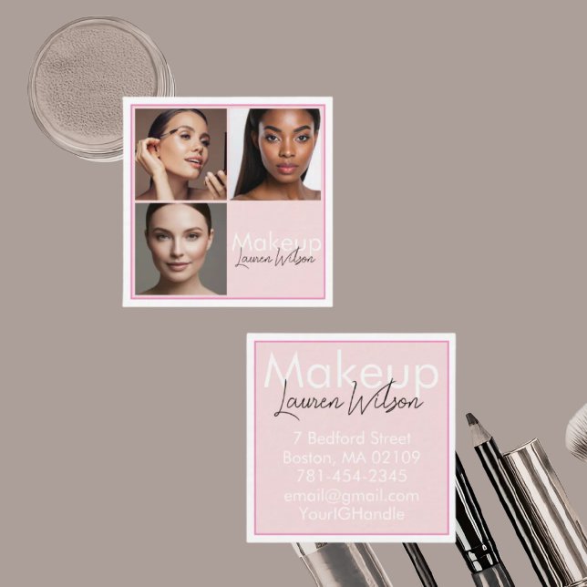  Blush Pink Hair, Makeup, Beauty Studio Square   Business Card (Creator Uploaded)