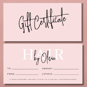 Blush Pink Hair Salon Logo Gift Certificates