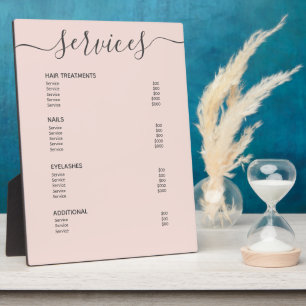 Blush Pink Hair Stylist Price List Service Menu Plaque