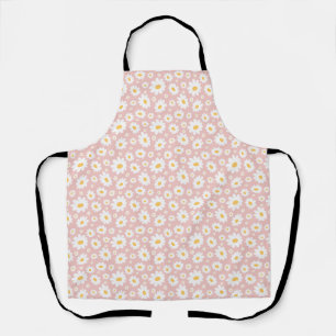 Blush Pink Hand Drawn Daisy Pattern Apron