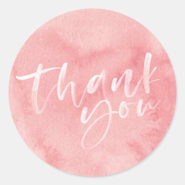 Blush pink hand-lettered thank you stickers (Front)