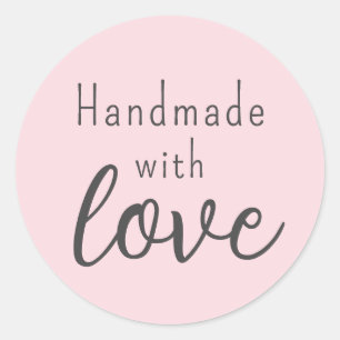 Blush Pink Handmade With Love Classic Round Sticker
