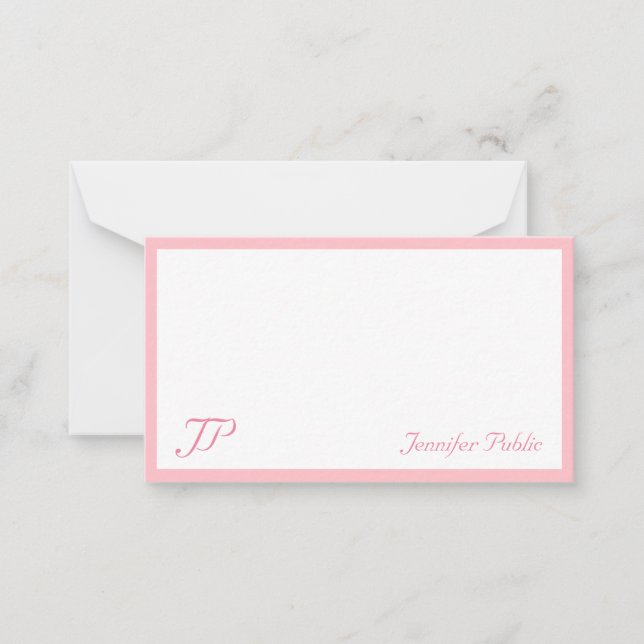 Blush Pink Handwritten Text Monogram Chic Template (Front)