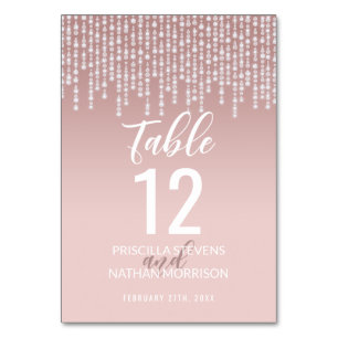 Blush Pink Hanging Diamond Lights Table Number