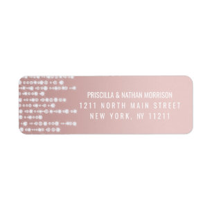 Blush Pink Hanging Diamond Lights Wedding Return Address Label