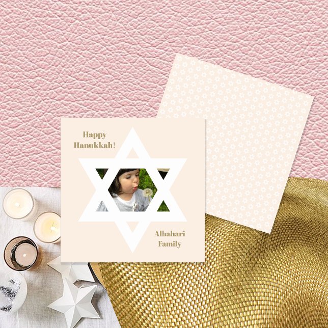 Blush Pink Happy Hanukkah Cute Photo (Creator Uploaded)