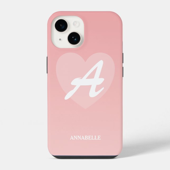 Blush Pink Heart Custom  iPhone Case (Back)