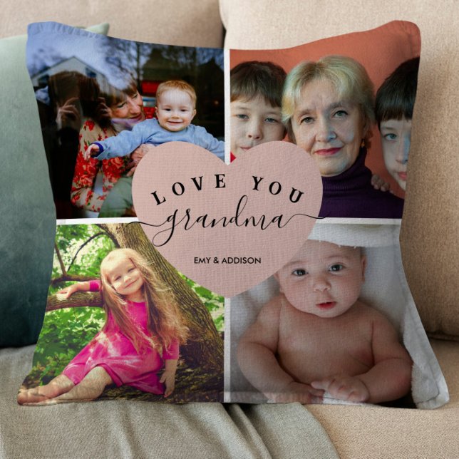 Blush Pink Heart Grandpa Gifts Customized Photo Cushion (Creator Uploaded)