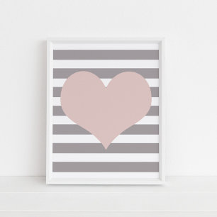 Blush Pink Heart Minimalist Wall Art