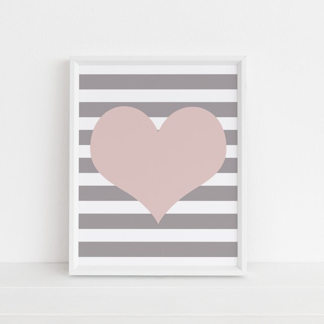 Blush Pink Heart Minimalist Wall Art (Blush Pink Heart Minimalist Wall Art in a white frame)