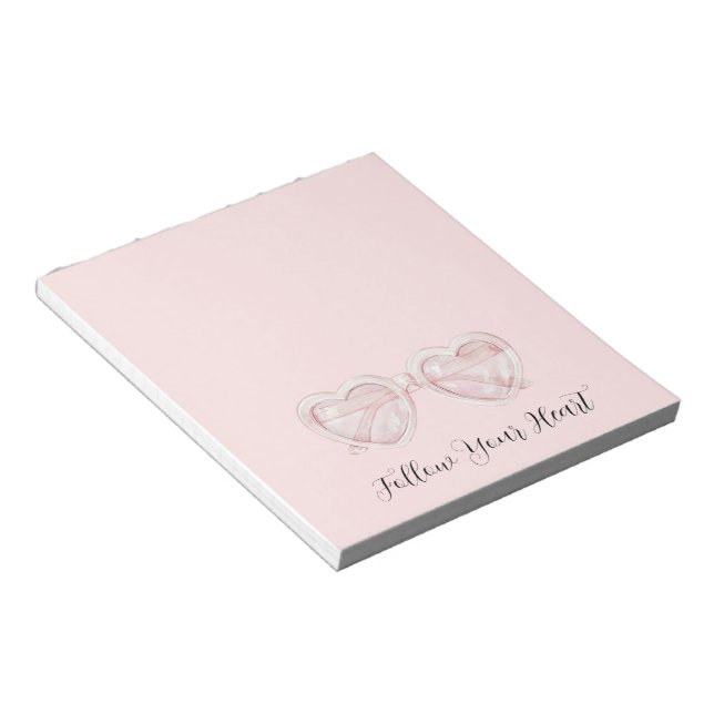 Blush Pink Heart Sunglasses   Notepad (Angled)