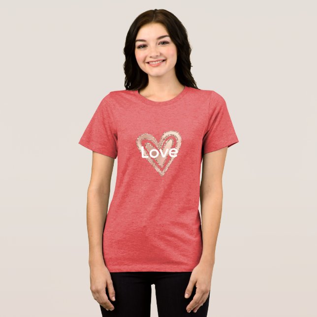 Blush Pink Heart Tri-Blend Shirt (Front Full)