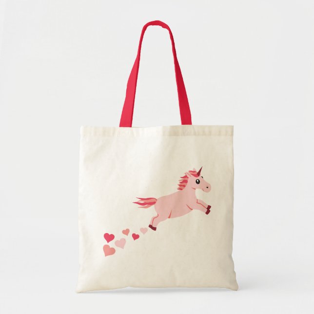 Blush Pink Heart Unicorn Tote Bag (Front)