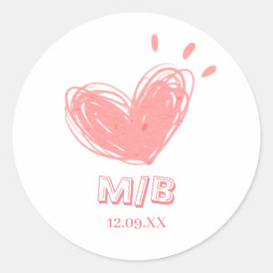 Blush Pink Heart Valentine's Day  Classic Round Sticker