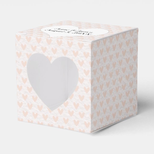 Blush Pink Hearts Favour Box (Front Side)