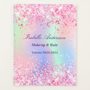 Blush pink holographic business planner
