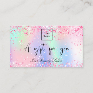 Blush pink holographic QR code gift certificate