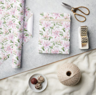 Blush Pink Honeysuckle Romantic Pastel Wrapping Paper